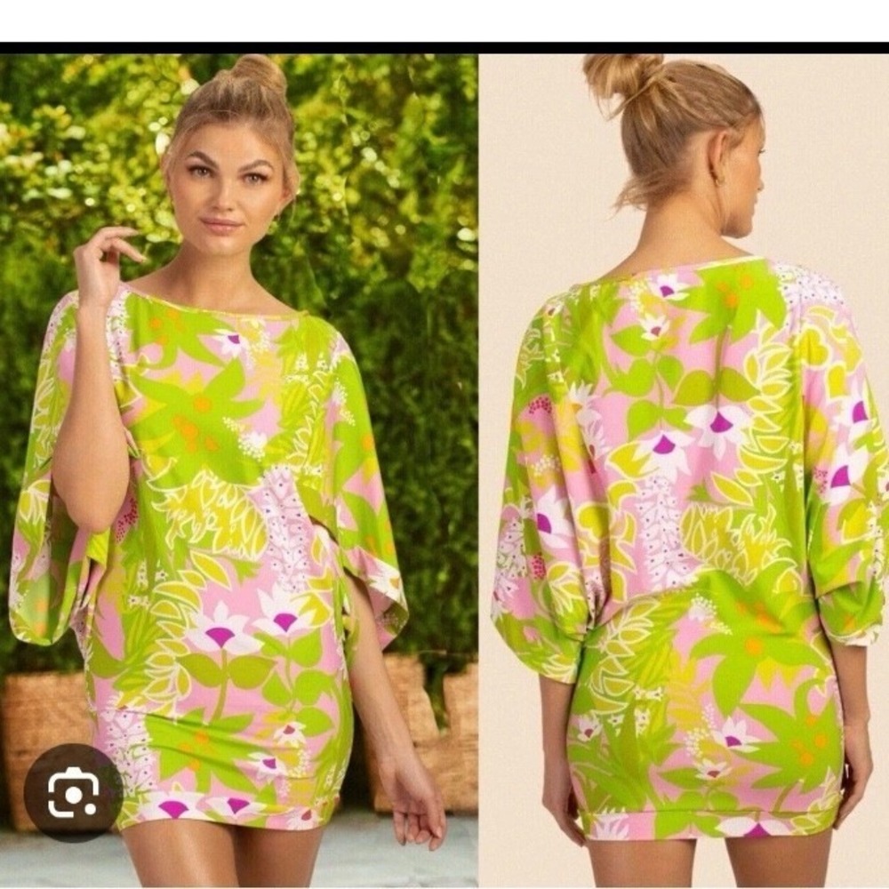 TRINA TURK Floral La Palma Swim Tunic Size Medium Cover-Up Tropical Resortwear